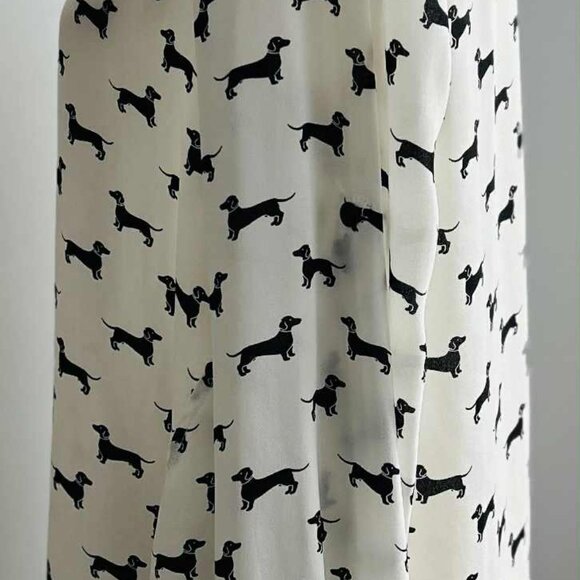 Cartise Ivory & Black Dachshund-Print Lightweight Button Front Blouse – US 4 - Picture 6 of 13